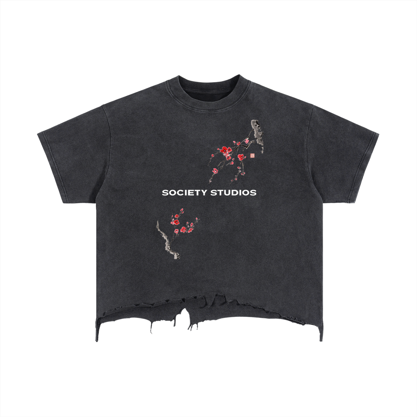 Vintage Wash Boxy Distressed Hem T-Shirt