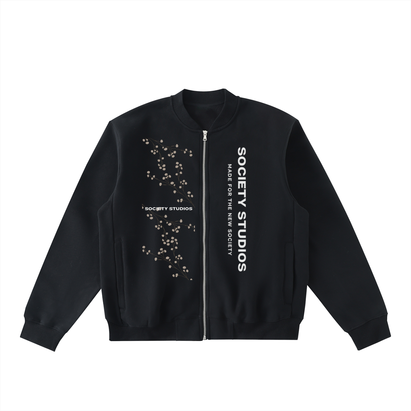 Essential Zip-Up Fleeced Varsity Jacket