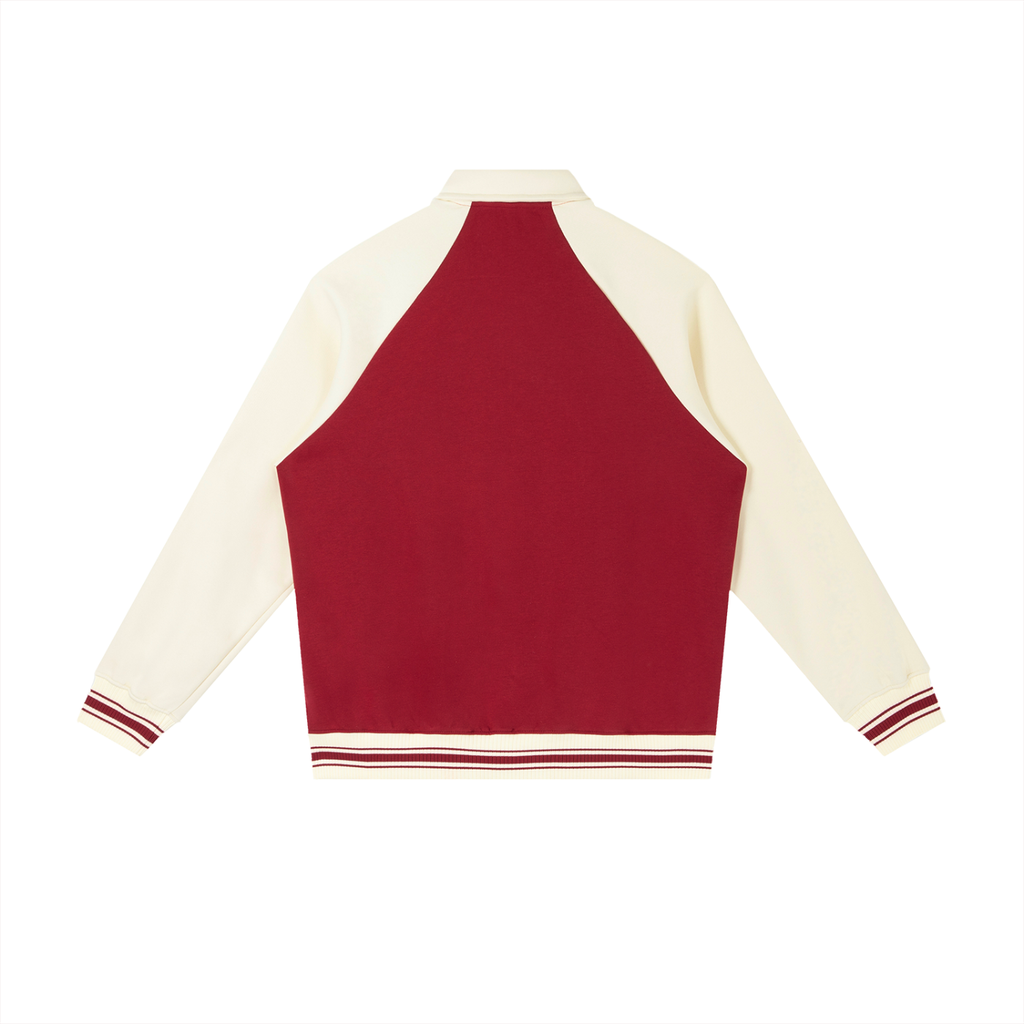 Contrast Raglan Sleeve Baseball Jacket