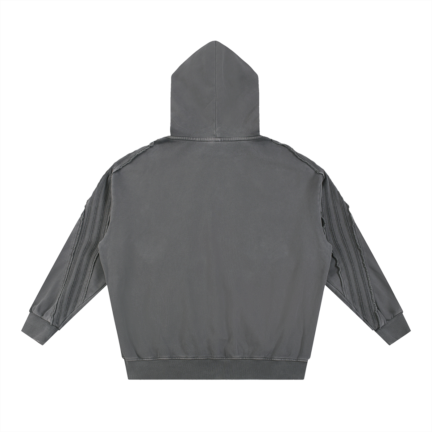 Snow Washed Tape Raw Edge Zip Hoodie