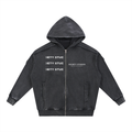 Snow Washed Tape Raw Edge Zip Hoodie