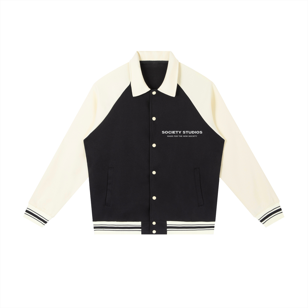 Contrast Raglan Sleeve Baseball Jacket