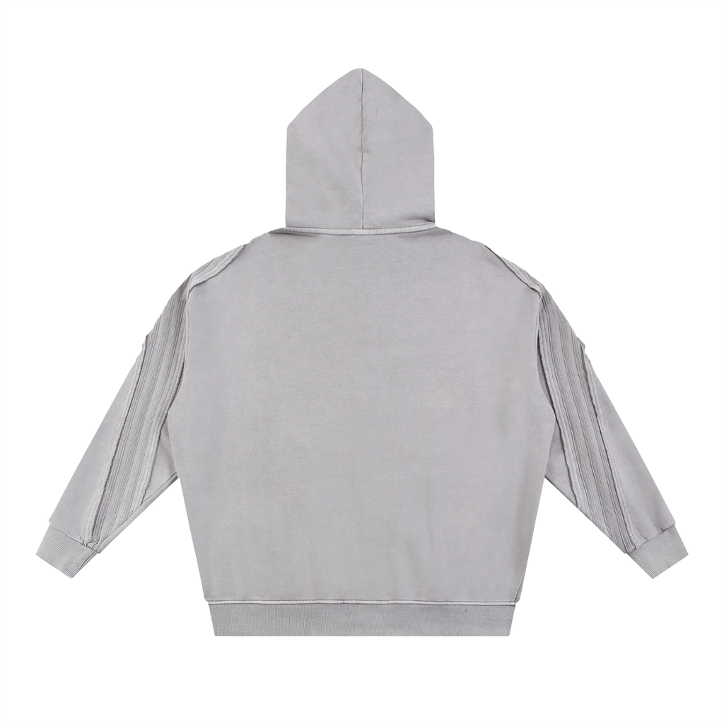 Snow Washed Tape Raw Edge Zip Hoodie
