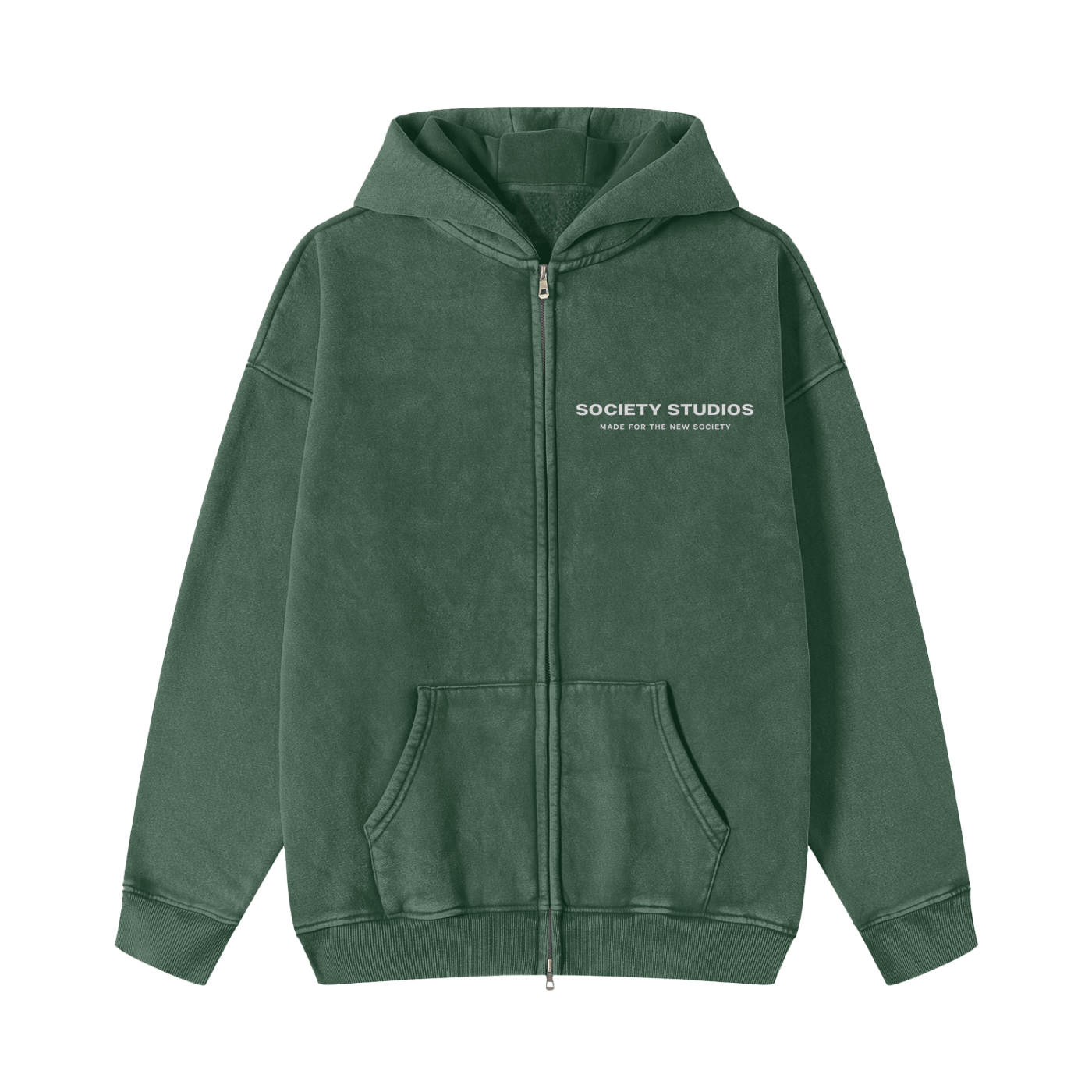 Snow Washed Zip-Through Fleece Hoodie